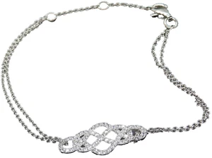 silver celtic love knot bracelet cz 925 sterling silver 7 inch adjustable new - Picture 1 of 7