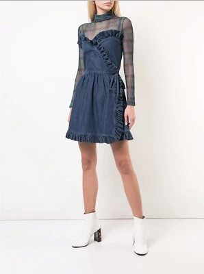 Mini Vestido Stella McCartney Denim Panel Volantes Talla M RP$1175 Foto 1 de 4