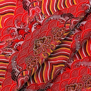 Chinese Damask Brocade Fabric Satin Faux Silk Wave for Hanfu Kimono DIY Costume - Picture 1 of 28