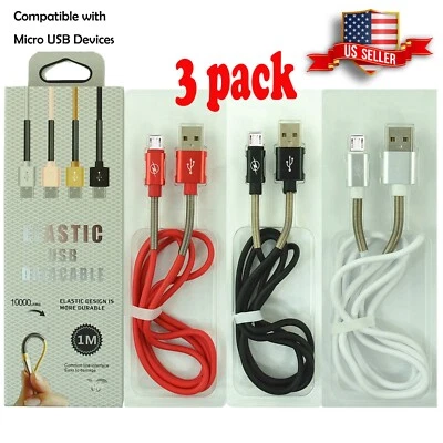 3Pack V8 V9 Micro USB Charger Fast Charging Cable Cord For Samsung Android Phone - Image 1 of 4