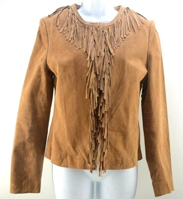 Adler Collection Leather Suede Waist Jacket with Fringe Coat Women's Size Small - Image 1 of 4