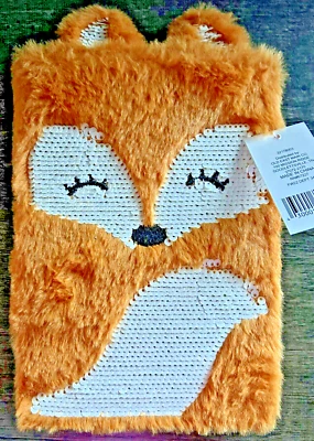 全新带标签 Fancy Brown Fox 毛绒笔记本日记本毛茸茸亮片空白页 — 第 1/3 张图片