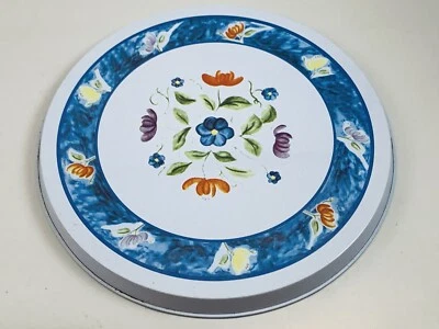 4 Винтажные металлические плиты горелки крышки синий белый Penn голландский цветочный сделано в Тайване - Изображение 1 из 4