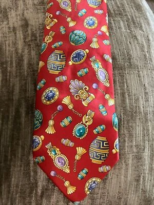 Corbata LEONARD Paris Floral Rojo Dorado Seda 164 Foto 1 de 4