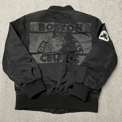 Boston Celtics Jacket Boys Small Black Coat Winter NBA Basketball Zip Up Cover