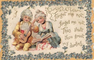 Tarjeta de felicitación: San Valentín, violetas, 1906, 3,5x5 - Imagen 1 de 2