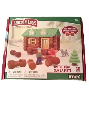 LINCOLN LOGS-On The Trail Building Set-58 PiecesvReal Wood Log Missing Boy & Log - Image 1 of 4