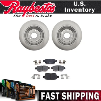 Rear Brake Rotors & Ceramic Brake Pads with Hardware For 2009-2014 Acura TL - Imagem 1 de 4