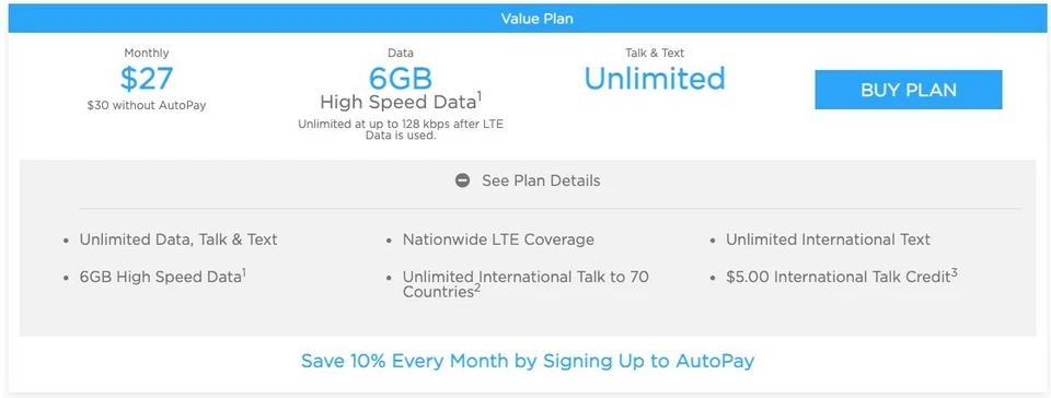 h20 wireless sim card with $30 plan - Image 1 of 1