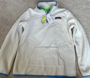 NWT Vineyard Vines kids girl sz XL pullover 1/4 zip White Sweatshirt Fleece - Picture 1 of 10