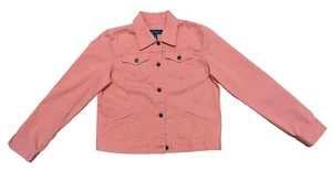 Women's RALPH LAUREN LRL Lauren Jeans Co. Salmon Coral Denim Jacket Size Large L - Picture 1 of 8