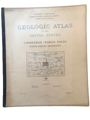 Mapas folio antiguos de Casselton-Fargo 1905 del Atlas Geológico de Estados Unidos de Dakota del Norte MN Foto 1 de 4