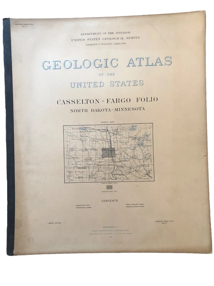 Antique 1905 US Geological Atlas Casselton-Fargo North Dakota MN Folio Maps - Image 1 of 4