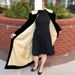 Long Velvet Opera Coat with Fur Trim by Marshall Field & Co._ Vintage 1930's - Picture 1 of 6