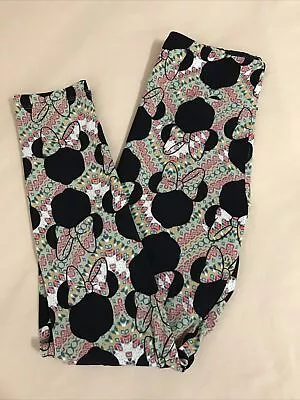 Leggings Lularoe OS Disney Talla Única Orejas de Minnie Mouse Verde Negro Rojo Amarillo Foto 1 de 4