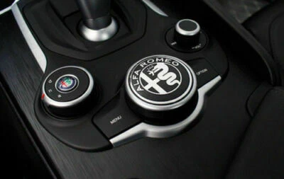 Logo controller multimediale Alfa Romeo Giulia Stelvio 50mm Nero Cromo