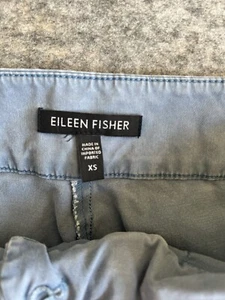 Eileen Fisher Capri Pants Women’s XS Cotton Tencel Stretch Roll Tab Hem Blue - Picture 1 of 9