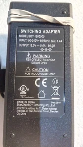 Soy 12V 5A AC/DC Adapter for MSI Optix MAG271R MAG271V Monitor - Picture 1 of 2