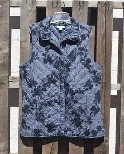 J. Jill leichte gefütterte Weste blau geblümt Paisley Druckknopfleiste Gr. S - Bild 1 von 3