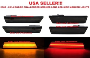 SMOKED LENS LED SIDE MARKER LAMPS FRONT & REAR SET for 2008-14 DODGE CHALLENGER - Picture 1 of 4