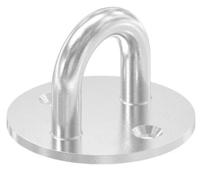 EDELSTAHLONLINE24 Befestigungsöse mit runder Platte, Rundeisen 8mm, mit 2 Bohrungen