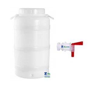 FUSTO CONTENITORE PLASTICA ALIMENTARE 50 Lt. BOCCA LARGA CON RUBINETTO DA 3/4" - Foto 1 di 1