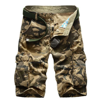 Mens Army Camouflage Shorts Cargo Shorts Half Pants Summer Casual Shorts - Image 1 of 4
