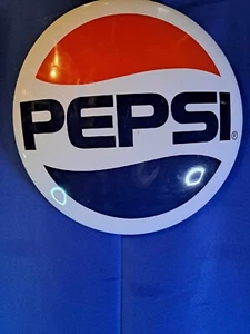 Pepsi-Cola Domed Tin Metal Sign - Pepsi - Soda - 1970's Logo - Ice Cold - Button - Picture 1 of 2