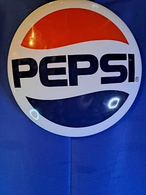 Pepsi-Cola Domed Tin Metal Sign - Pepsi - Soda - 1970's Logo - Ice Cold - Button - Image 1 of 2
