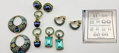 Juego de pendientes CLIP "Sparkling Solution" cristal azul acentuado ~ Foto 1 de 4