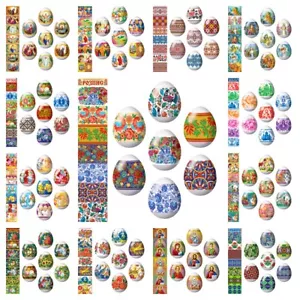 7 Easter Egg Decoration Sticker Heat Shrink Sleeve Wrap 52 different designs - Picture 1 of 34