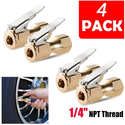 4 portabrocas de aire de alta resistencia bloqueo de flujo abierto en portabrocas de neumáticos con clip para medidor de inflador Foto 1 de 4