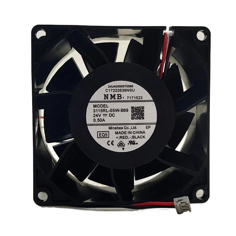 NMB 3115RL-05W-B69 24V 0.50A 80mm Inverter Server Cooling Fan, 3-Wire Detection - Image 1 of 4