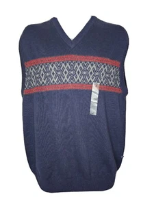 Nautica Highland Yarn Navy Blue And Red Sweater Vest Size XL NWT - Picture 1 of 6