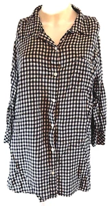 Dash Navy Gingham Button-Up Shirt – Women’s Size Large - Picture 1 of 9