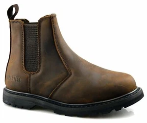 BOTAS DE TRABAJO DE SEGURIDAD PARA HOMBRE DE CUERO MARRÓN CRUDO CHELSEA DISTRIBUIDOR DE PUNTERA DE ACERO TALLA - Imagen 1 de 4