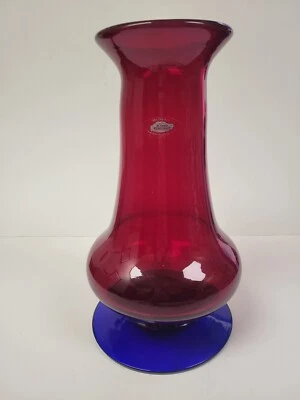 Rare Blenko Ruby Red and Cobalt Blue Vase - Image 1 of 4