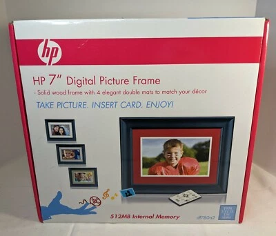 HP 7" LCD Digital Photo Frame - Black  - WITH WIRELESS REMOTE Tested Works  - Image 1 of 4