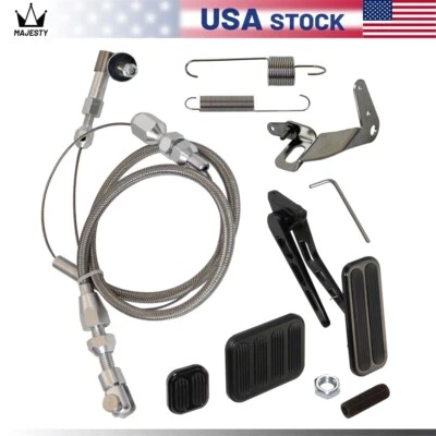 Pedal de gas Billet de aluminio + freno y embrague negro + kit de resorte de soporte de cable de acelerador Foto 1 de 4