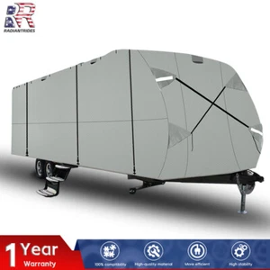 NEW RV Trailer Cover 20'-22' Waterproof Camper Travel Trailer Cover 4-Ply Gray - Picture 1 of 15