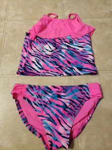 Girls Swim Suit Tankini The Children's Place Zebra Sz 14 - Picture 1 of 2