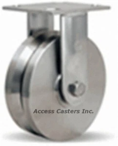 R-STA-6VSB 6" Hamilton Stainless Steel V-Groove Rigid Caster, 800 lbs Capacity - Picture 1 of 1