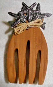 Pair of Wooden Star Fish Salad Tossing Forks - Picture 1 of 2