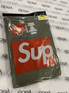 SUPREME/ HANES TAGLESS TEES (2 PACK) OLIVE SIZE Large L - Picture 1 of 2