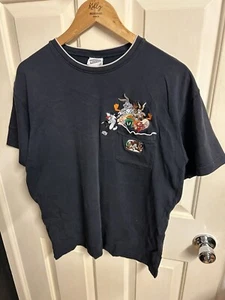 Warner Bros WB Studio 90’s Embroidered Tee Shirt Marvin Bugs Taz Sam Daffy VTG - Picture 1 of 5