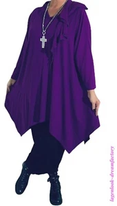 MYO-Lagenlook A-Linie Long-Tunika Shirt lila Kapuze 42 44 46 48 50 52 54 56 58  - Bild 1 von 8