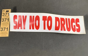 Vintage Say No To Drugs White Red Logo Bumper Sticker NOS - Picture 1 of 9