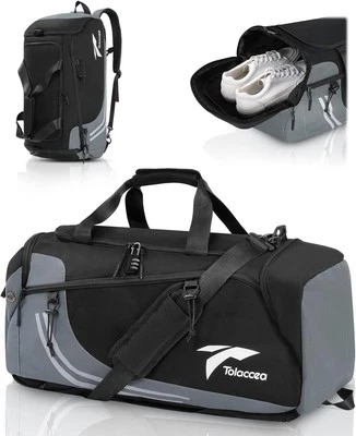 Tolaccea Sporttasche Herren Rucksack-Funktion Groß 45L Sportrucksack in Grau