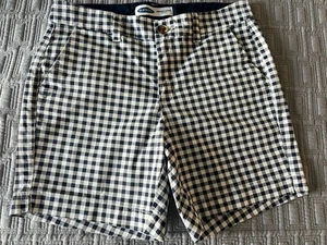 Old Navy New Women's Blue Gingham Mid Rise Pixie Shorts Size 4 - Picture 1 of 9