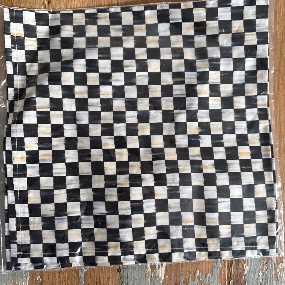 SERVILLETA DE ALGODÓN SUAVE A CUADROS CORTESANOS Mackenzie Childs (cantidad 1) nueva en paquete Foto 1 de 4